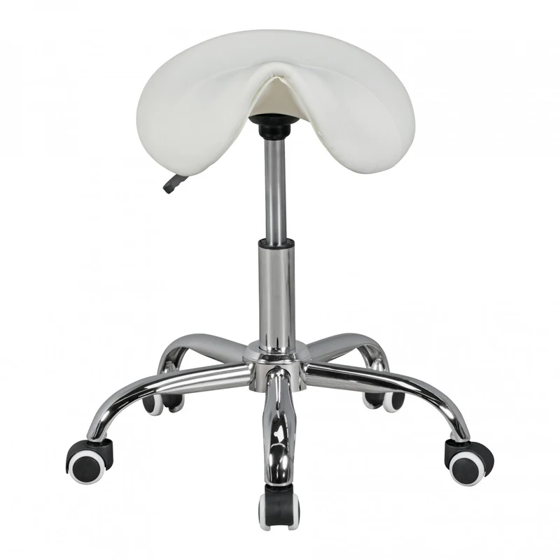 Hocker Menton höhenverstellbar Sattelsitz Kunstleder Weiß
