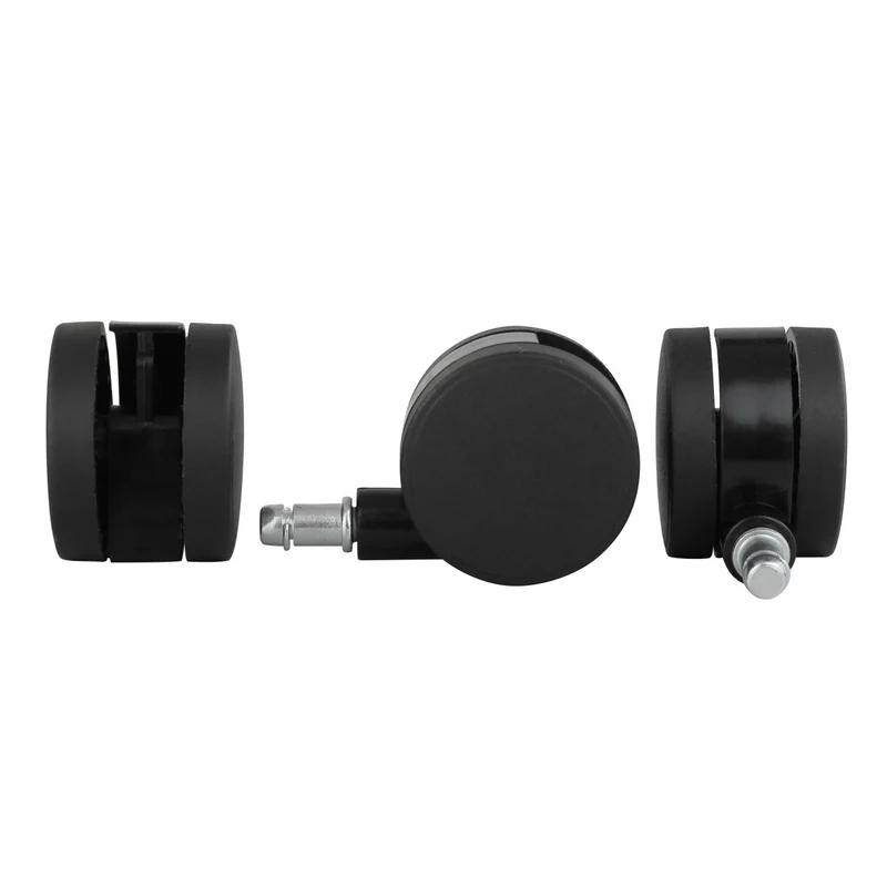 Bürostuhlrollen Set 5 Schwarz 11mm Stift 60mm Weichbodenrollen