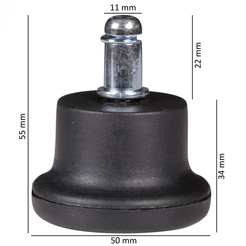 Bodengleiter Set 5er Kunststoff rund Schwarz 11mm für Bürostuhl