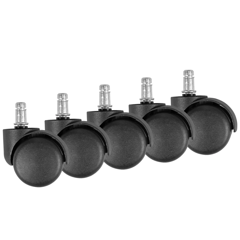 Bürostuhlrollen Set 5 Stk gebremst 11mm Stift 50mm Schwarz Teppich