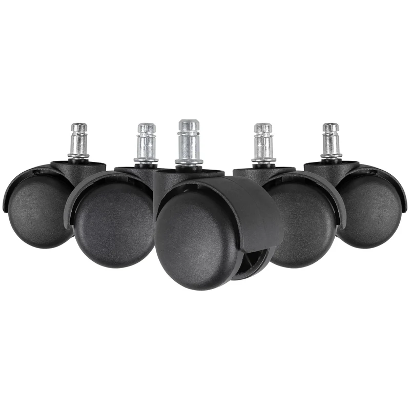 Bürostuhlrollen Set 5 Stk gebremst 11mm Stift 50mm Schwarz Teppich