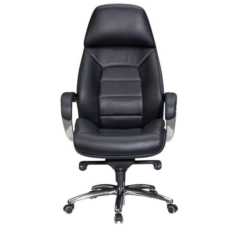 Bürostuhl Echtleder Schwarz Chefsessel höhenverstellbar ergonomisch 120kg