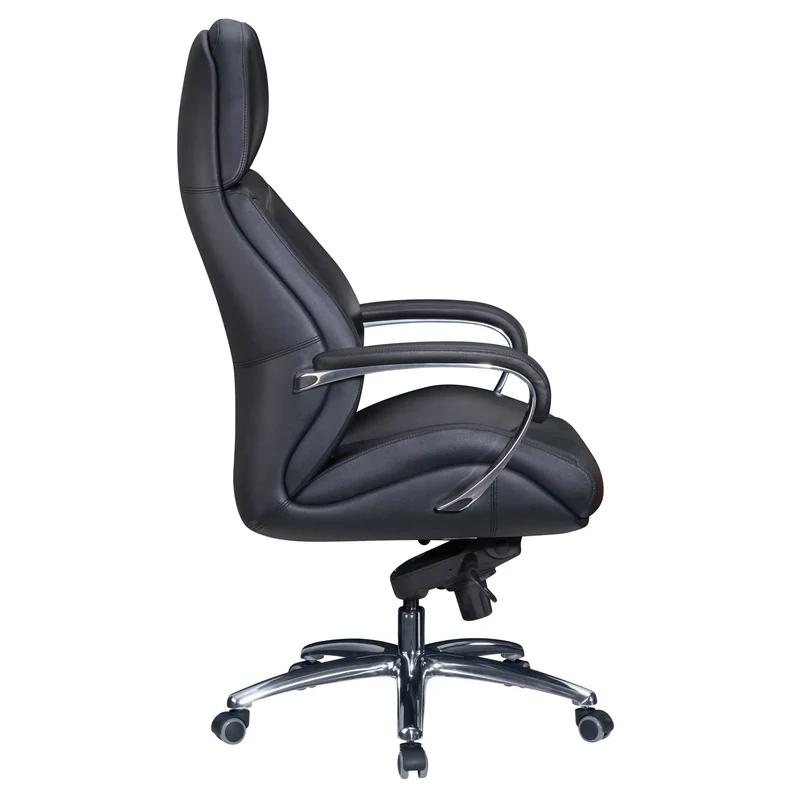 Bürostuhl Echtleder Schwarz Chefsessel höhenverstellbar ergonomisch 120kg