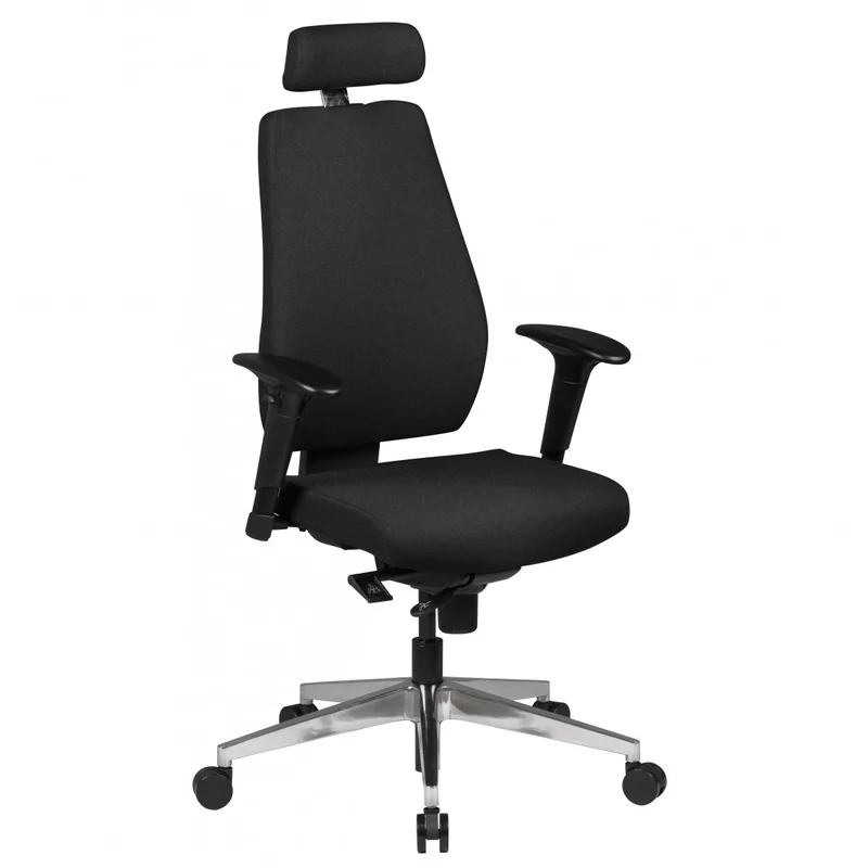 Bürostuhl SPM1.279 Chefsessel Stoff Schwarz Synchronmechanik Kopfstütze