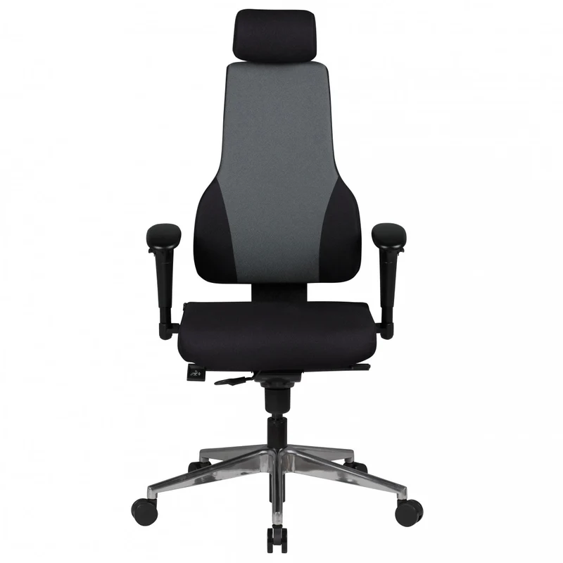 Bürostuhl QENTIN Chefsessel Drehstuhl Synchronmechanik Stoff schwarz/grau