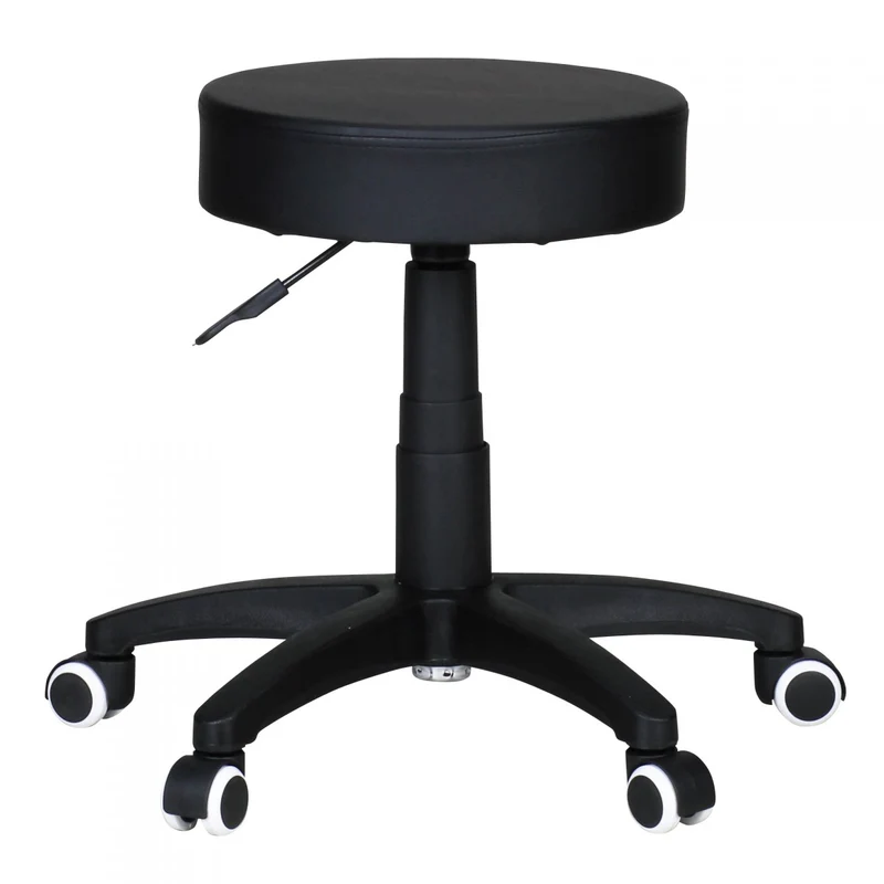 Hocker Design Arbeitshocker Kunstleder Schwarz mit Rollen gepolstert