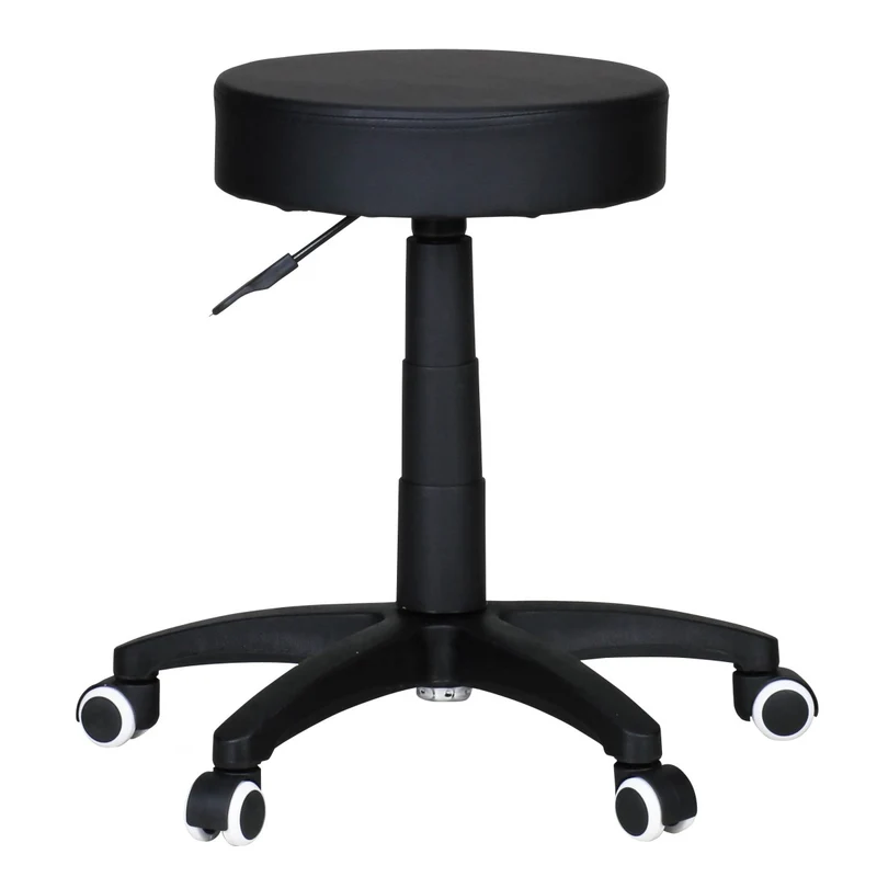 Hocker Design Arbeitshocker Kunstleder Schwarz mit Rollen gepolstert