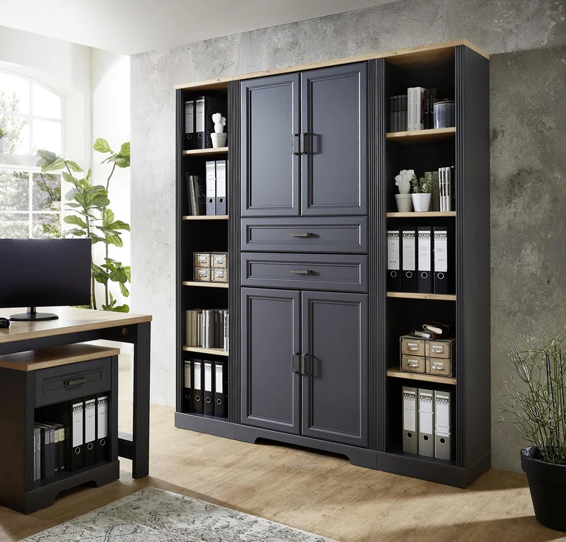 Büroschrank Stauraumelement JASMIN 02 Graphit Artisan Eiche