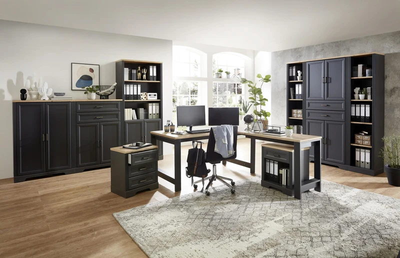 Büroschrank Stauraumelement JASMIN 02 Graphit Artisan Eiche