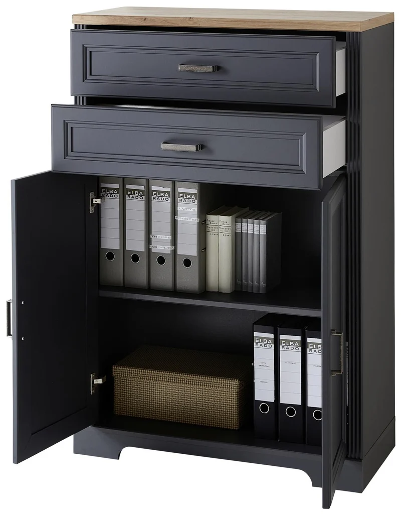 Stauraumelement Büro Kommode JASMIN 12 Graphit Artisan Eiche