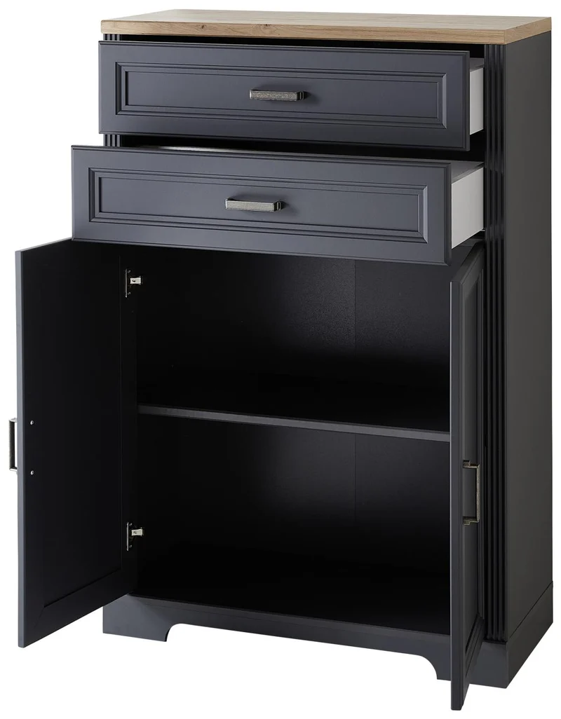 Stauraumelement Büro Kommode JASMIN 12 Graphit Artisan Eiche