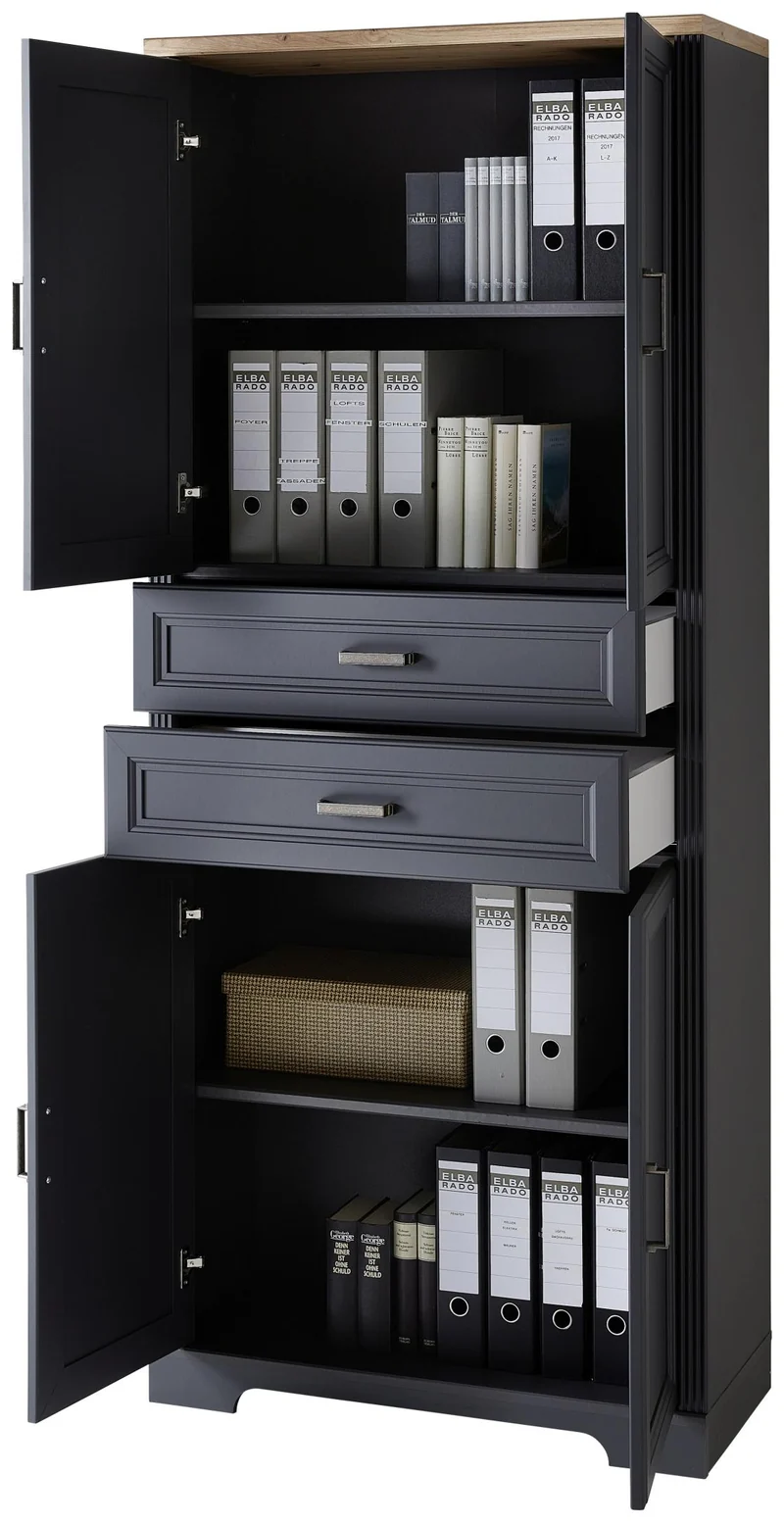 Büroschrank Bürowand Set JASMIN 3-teilig Graphit Artisan Eiche