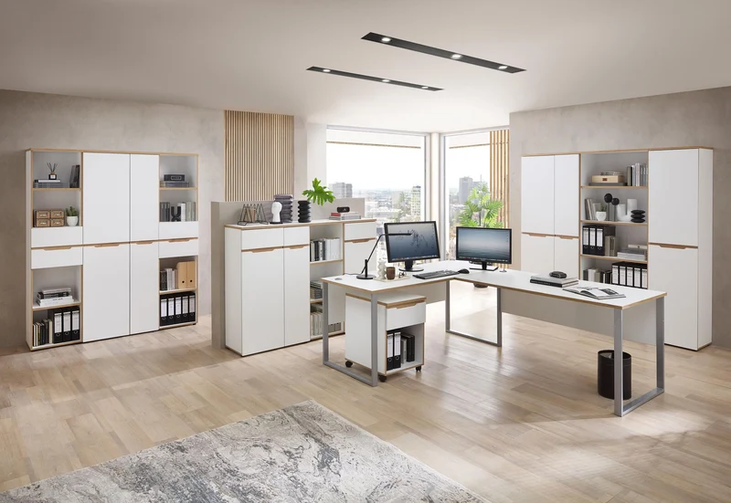 Komplettbüro MEMPHIS IX Weiß/-Artisan Eiche 11-teiliges Set inkl. Tisch