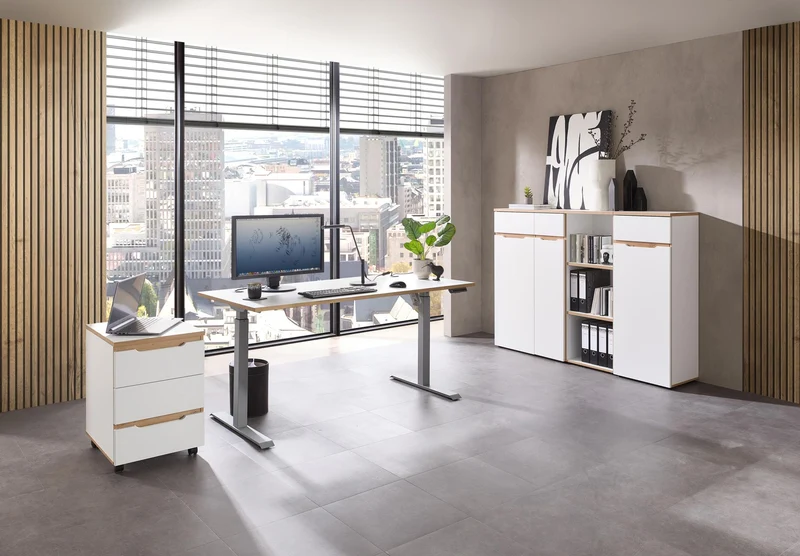 Büroset MEMPHIS VI 5-teilig Weiß – Ergonomisch höhenverstellbar