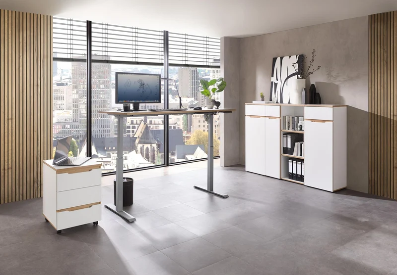 Büroset MEMPHIS VI 5-teilig Weiß – Ergonomisch höhenverstellbar
