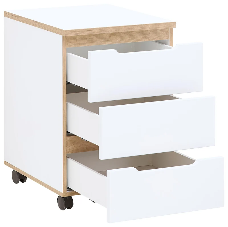 Komplettbüro MEMPHIS X 8-teilig in Weiß supermatt & Eiche inkl. Tisch
