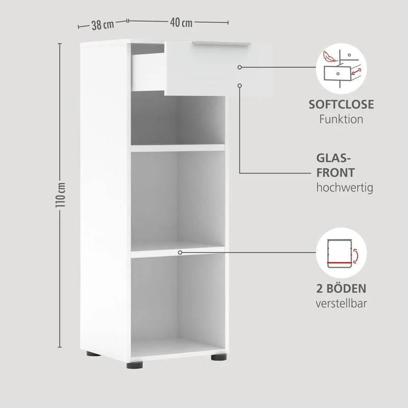 7-tlg. Büromöbel-Set SANTORIN V Weiß & weißes Glas – 170 cm Tisch