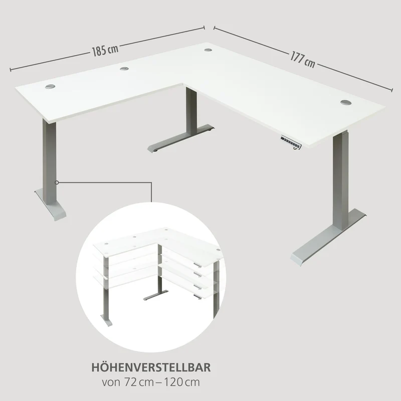 10-tlg. Komplettbüro SANTORIN Weiß & Glas – inkl. Eckschreibtisch