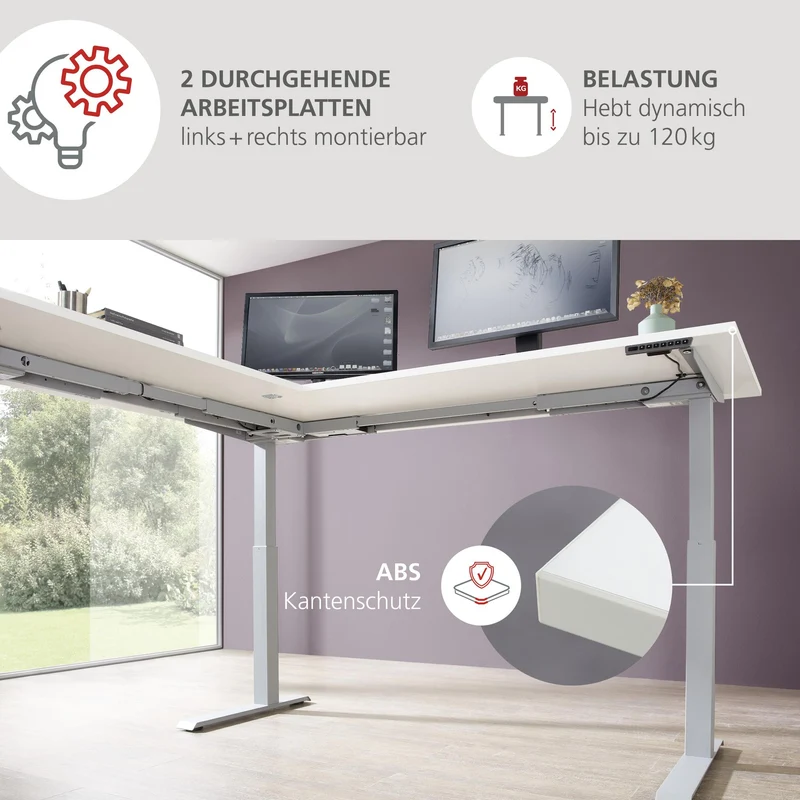 10-tlg. Komplettbüro SANTORIN Weiß & Glas – inkl. Eckschreibtisch