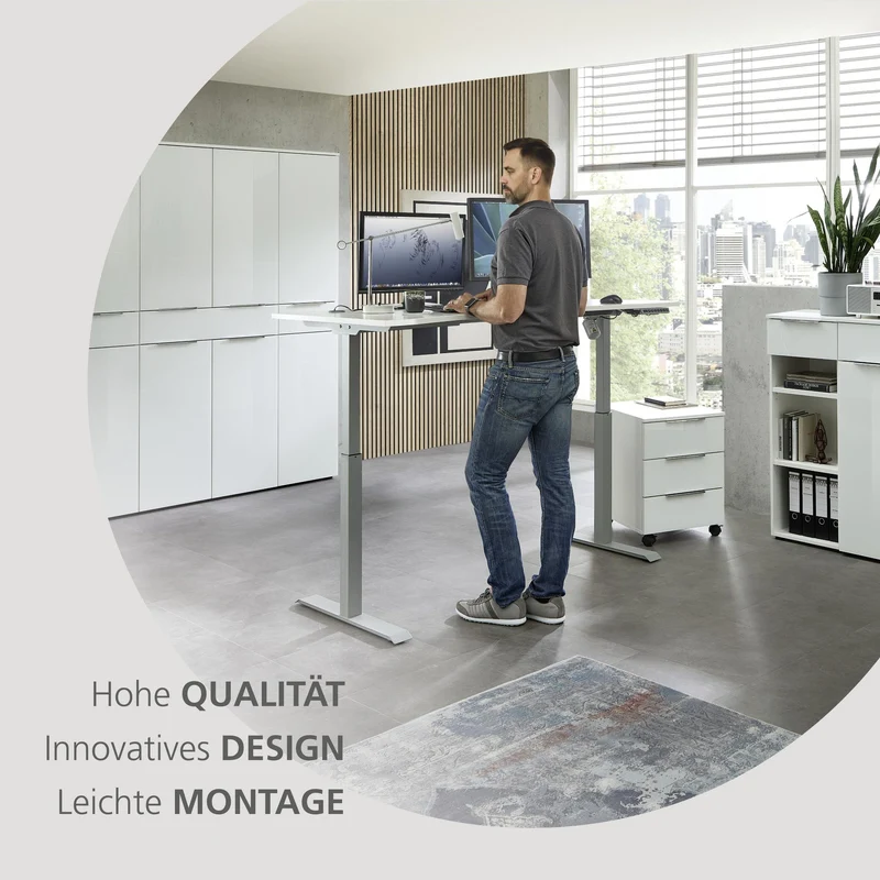 Büroregal SANTORIN Weiß & weißes Glas – schmal 40x110 cm