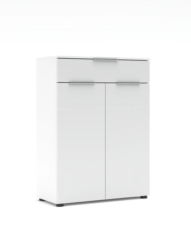 Büroschrank SANTORIN Weiß & weißes Glas – 80x110 cm