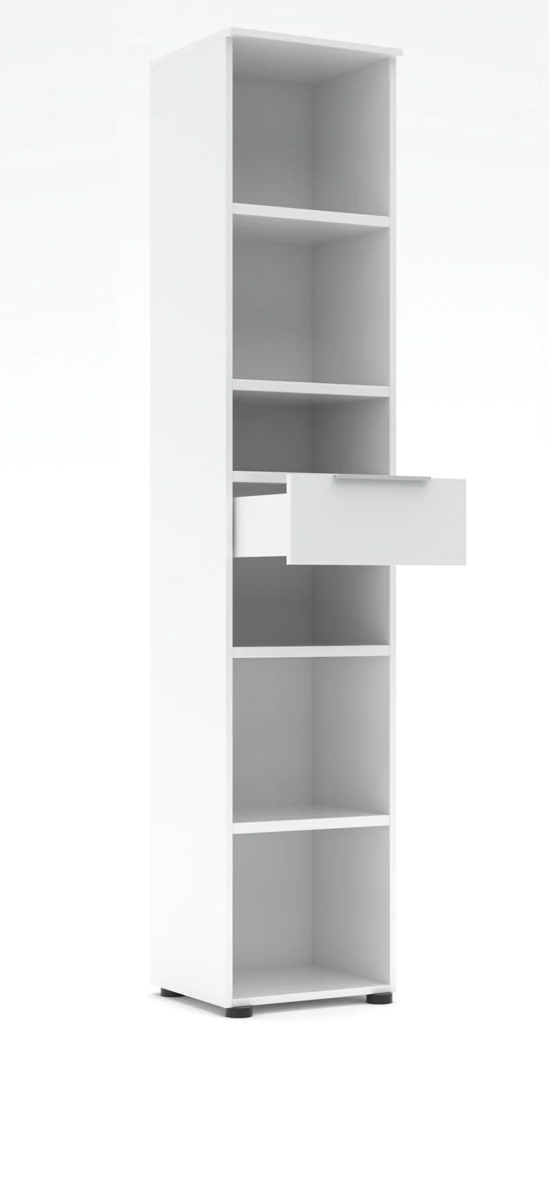 Büroregal SANTORIN Weiß & weißes Glas – schmal 40x198 cm