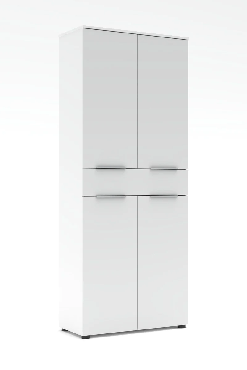 Büroschrank SANTORIN 80x198 cm Weiß & weißes Glas