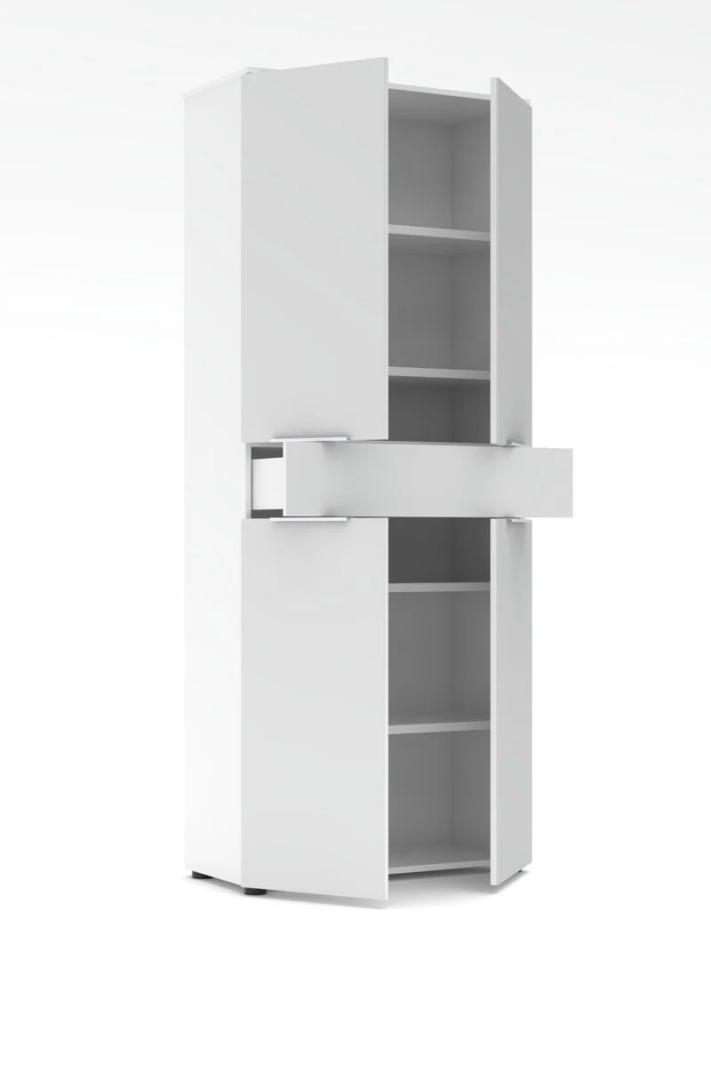 Büroschrank SANTORIN 80x198 cm Weiß & weißes Glas