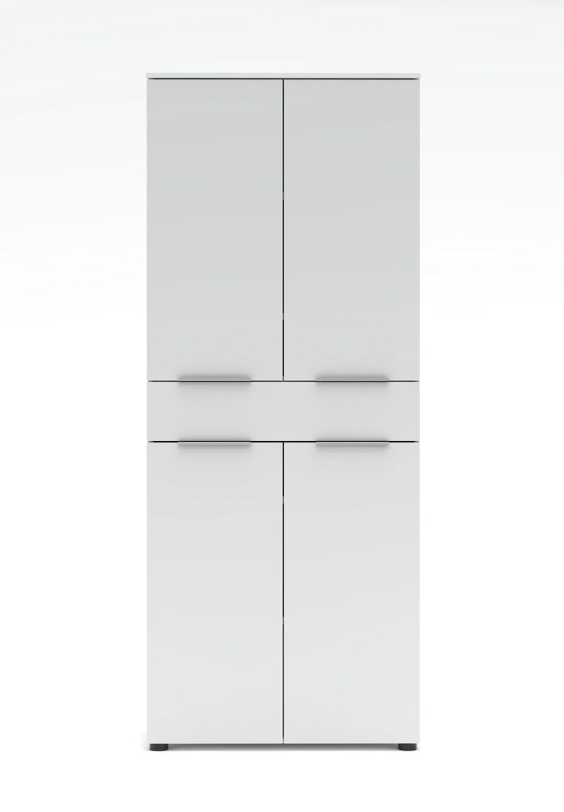Büroschrank SANTORIN 80x198 cm Weiß & weißes Glas