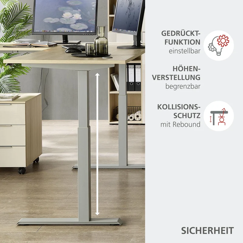 Komplettbüro Büro-Set SANTORIN VIII Riva Eiche & Glas Cashmere 7-teilig