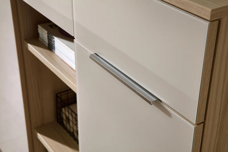 Komplettbüro Büro-Set SANTORIN VI Riva Eiche & Glas Cashmere 6-teilig