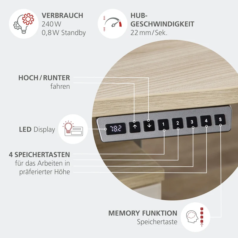 Komplettbüro SANTORIN IV Riva Eiche & Glas Cashmere 10-teilig