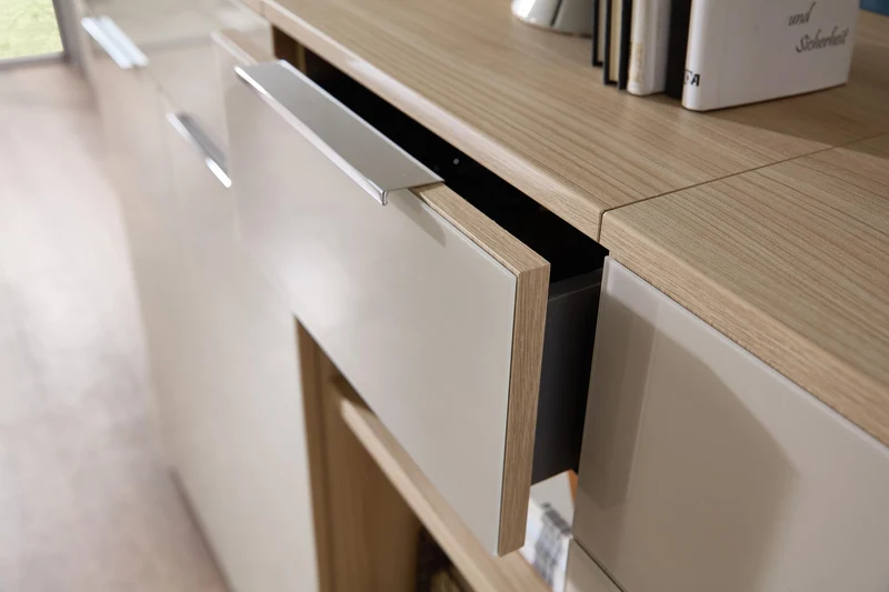 Komplettbüro SANTORIN III Riva Eiche & Glas Cashmere 10-teilig