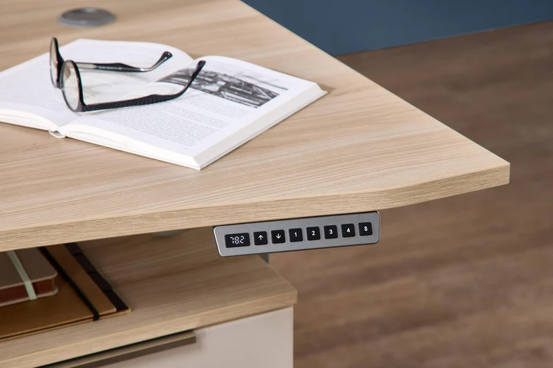 Komplettbüro SANTORIN I Riva Eiche & Glas Cashmere 10-teilig
