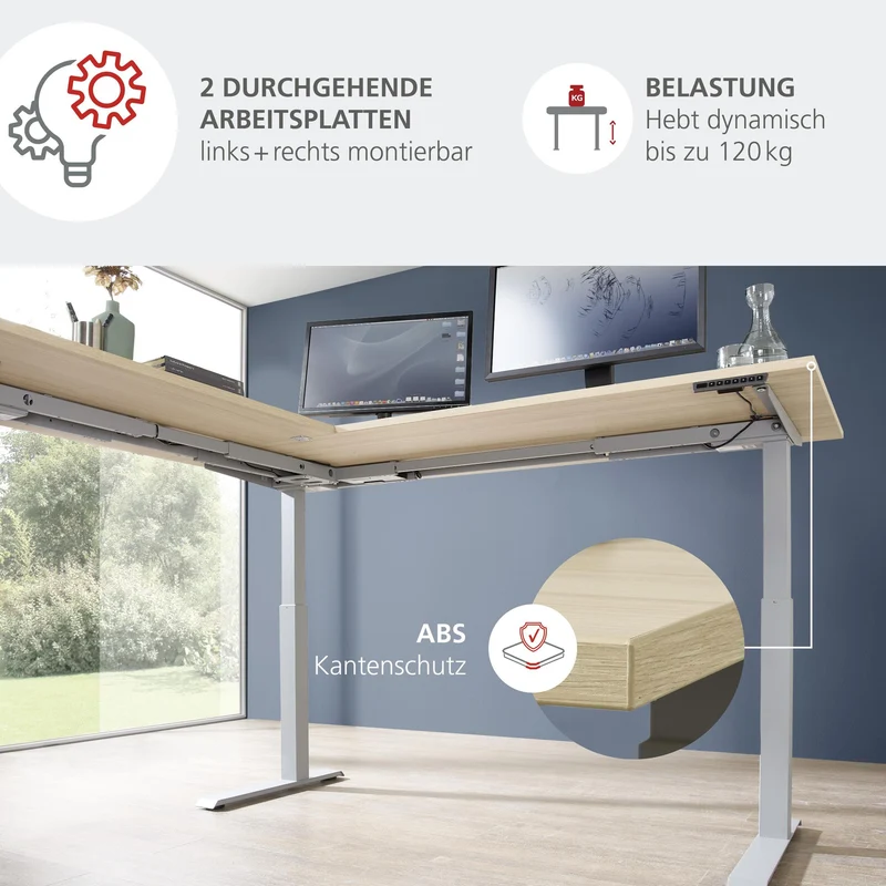 Komplettbüro SANTORIN I Riva Eiche & Glas Cashmere 10-teilig