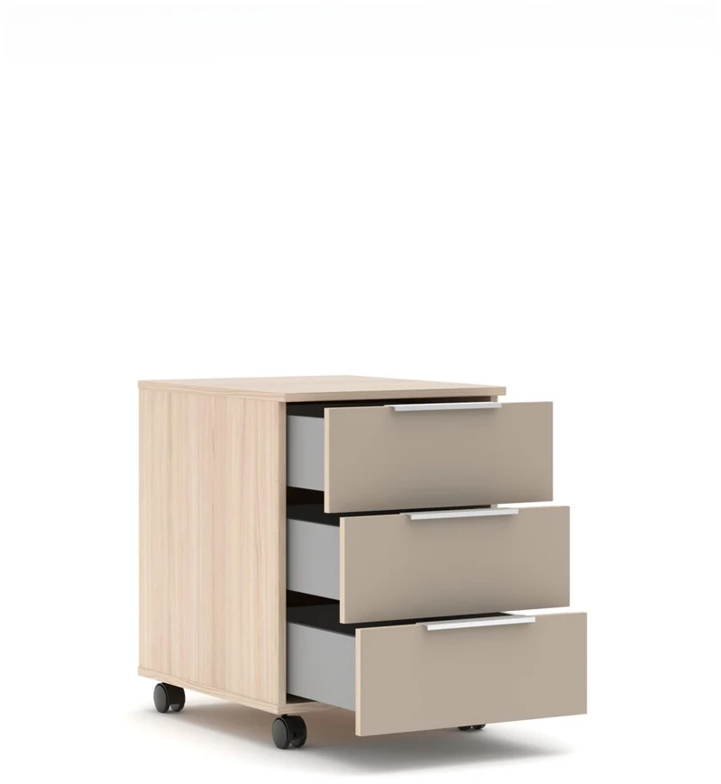 Rollcontainer SANTORIN Riva Eiche & Glas Cashmere 3 Schubkästen