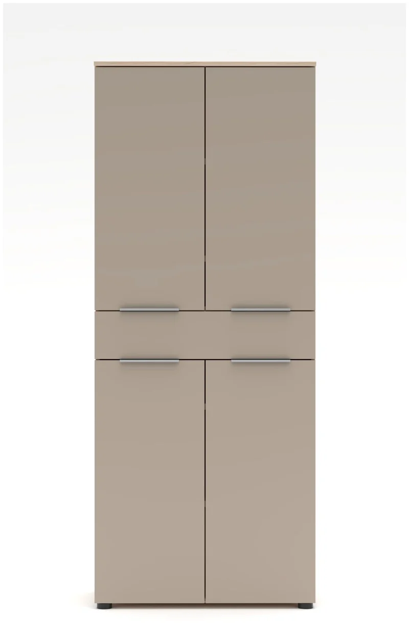 Büroschrank SANTORIN 80x198 cm Riva Eiche & Glas Cashmere Hochglanz