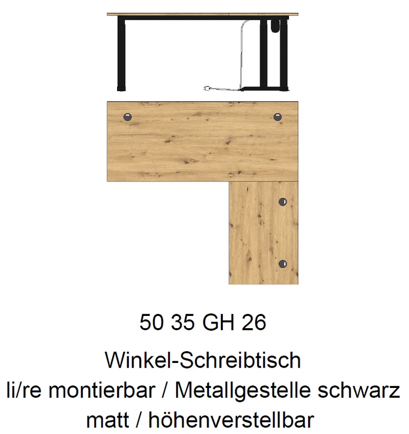 Komplettbüro MEMPHIS XI 8-teilig Front Artisan Eiche Korpus Graphit