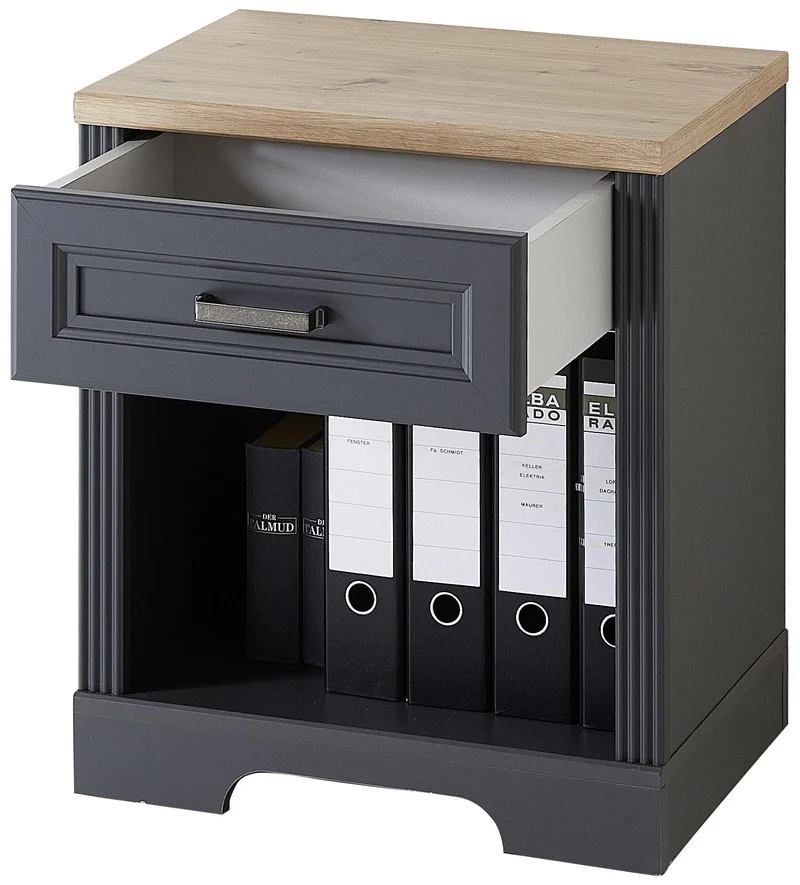 Rollcontainer JASMIN 1 Schubkasten Graphit Artisan Eiche Nachbildung