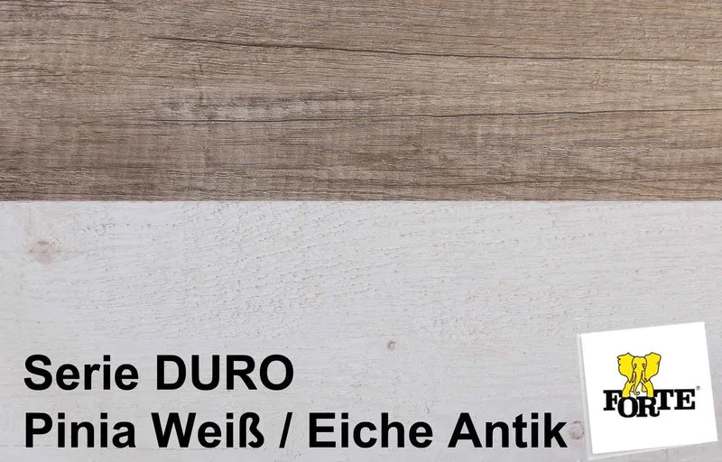 Komplettbüro DURO 2 mit Winkelschreibtisch Pinie weiß Eiche antik