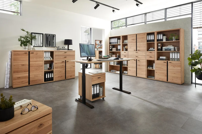 Komplettbüro SONOS I 10-teilig Front Altesche Massivholz gebürstet