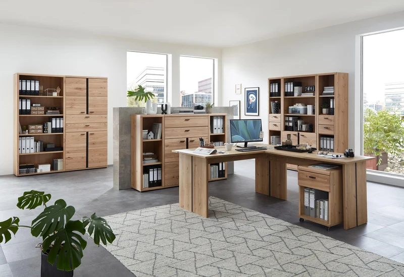 Komplettbüro SONOS III 10-teilig Front Altesche Massivholz gebürstet