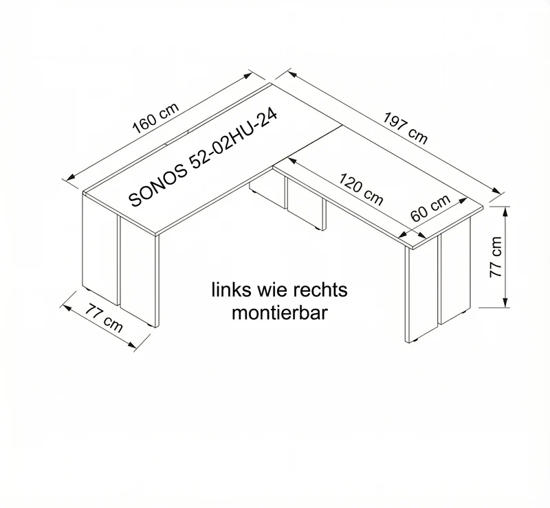 Komplettbüro SONOS III 10-teilig Front Altesche Massivholz gebürstet