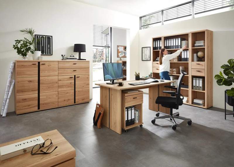 Komplettbüro SONOS VI 7-teilig Front Altesche Massivholz gebürstet