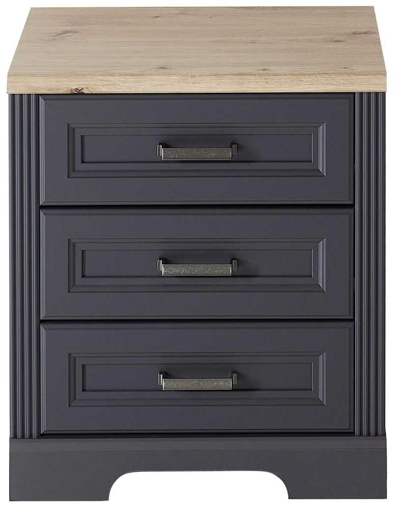 Rollcontainer JASMIN 3 Schubkästen Graphit Artisan Eiche Nachbildung