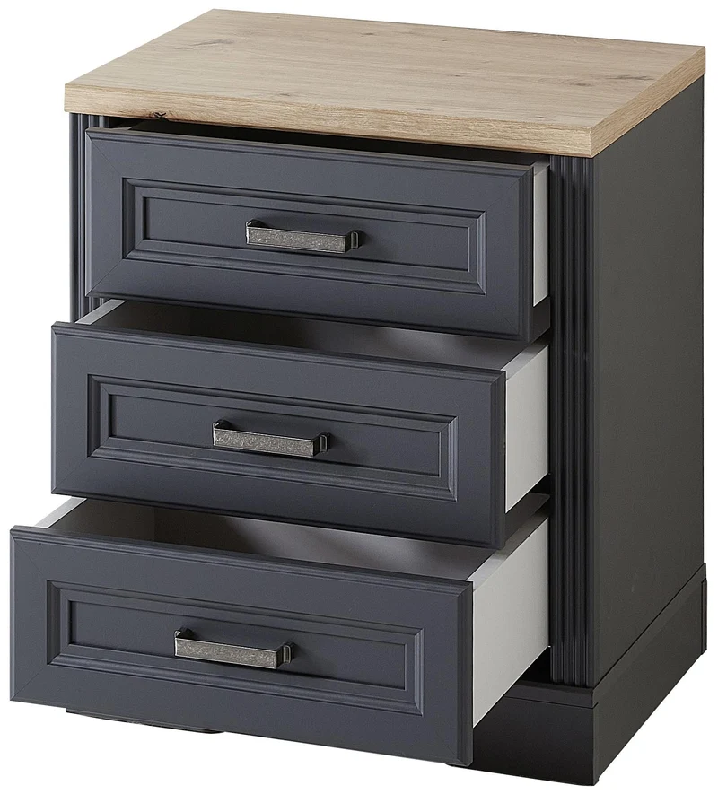 Rollcontainer JASMIN 3 Schubkästen Graphit Artisan Eiche Nachbildung
