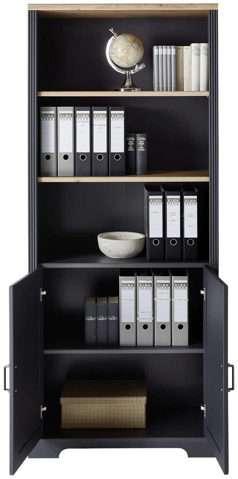 Komplettbüro Landhaus Büro-Set JASMIN 9-teilig Farbton Graphit