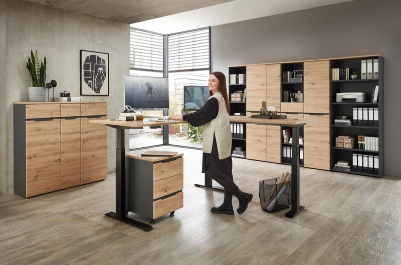 Komplettbüro MEMPHIS X 9-teilig Front Artisan Eiche Korpus Graphit
