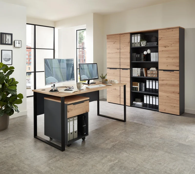 Komplettbüro MEMPHIS VII 5-teilig Front Artisan Eiche Korpus Graphit