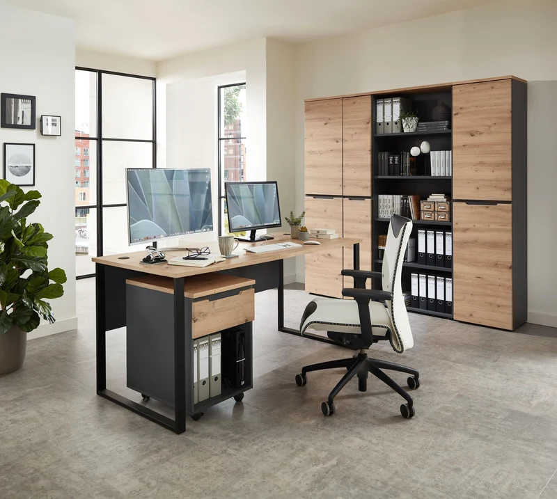 Komplettbüro MEMPHIS VII 5-teilig Front Artisan Eiche Korpus Graphit